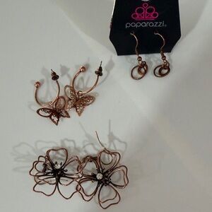 Paparazzi Copper and Silver Earring Trio